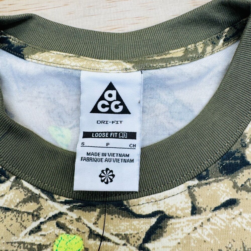 NEW Nike ACG Camo Dri-FIT Shirt Premium Loose Fit HJ0794-222 Mens Sz SM - Picture 9 of 12